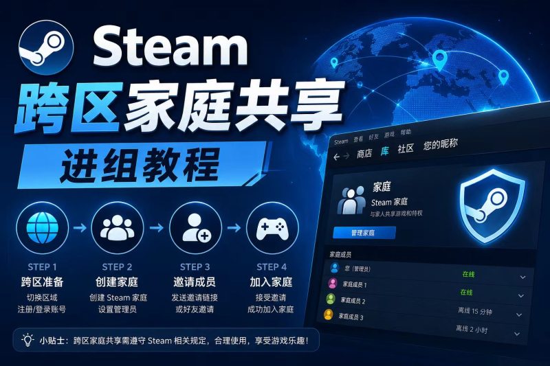 Steam跨区家庭共享进组教程-猫哥资源分享站