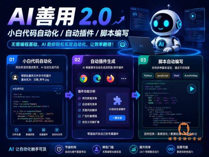 AI善用2.0_小白代码自动化/自动插件/脚本编写-猫哥资源分享站